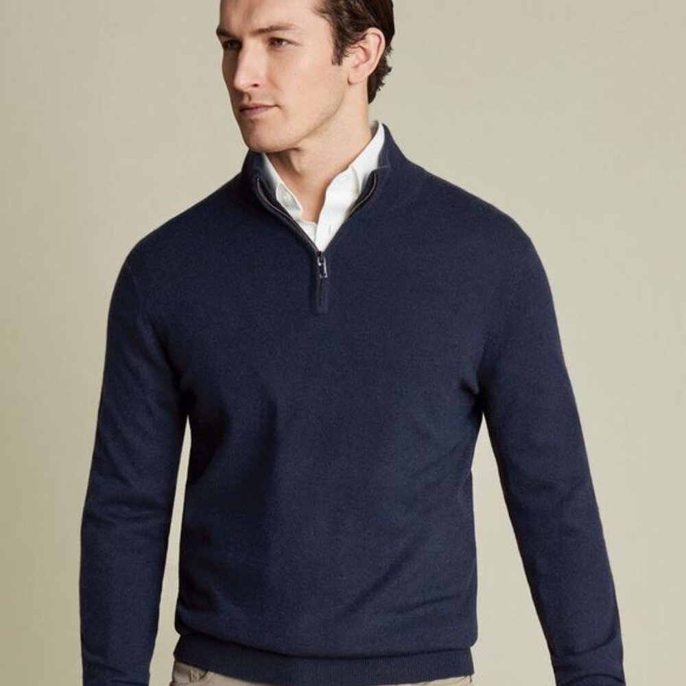 Men's Charles TyrWhitt Cashmere 1/4 zip Sweater